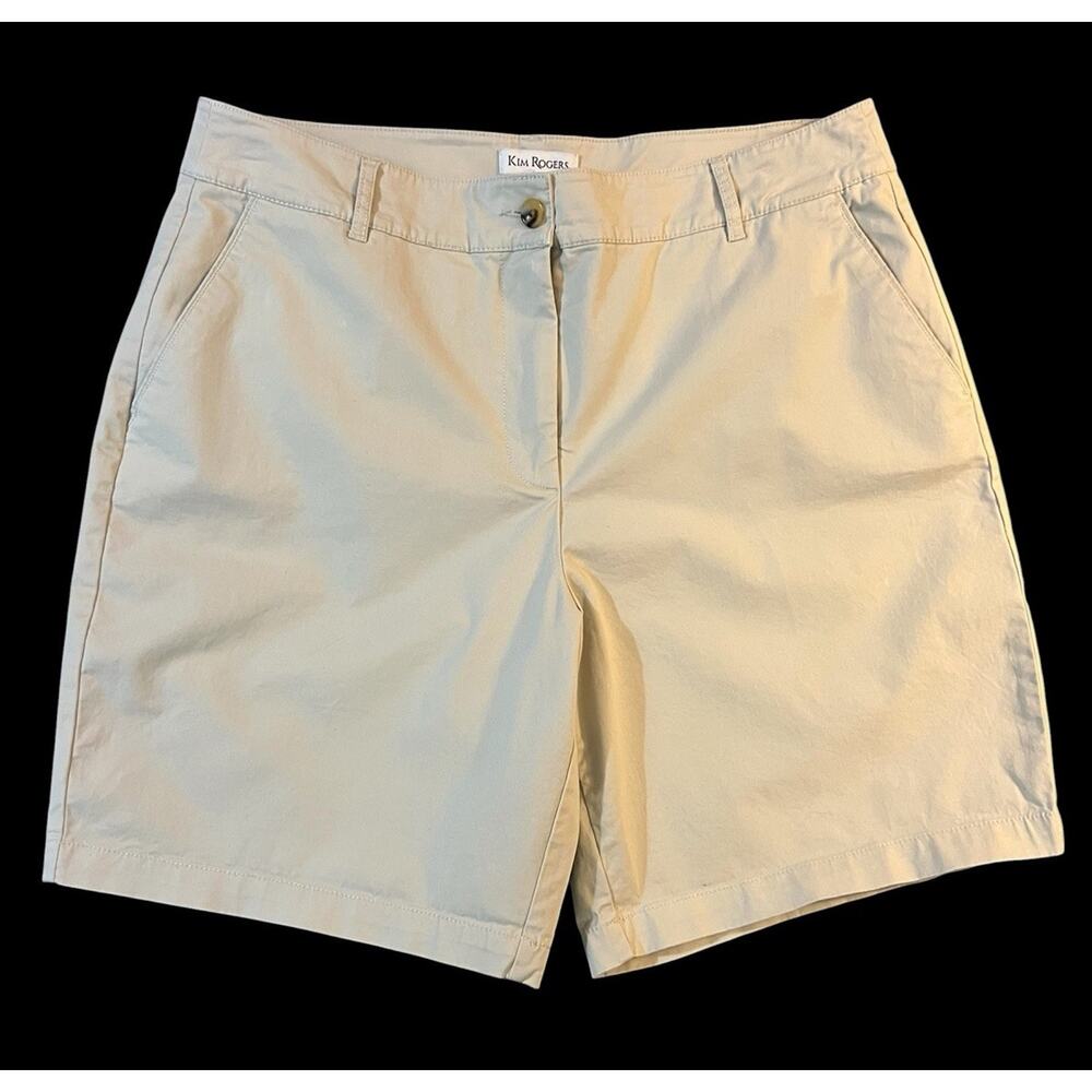 Kim Rogers Jean Shorts Women's Sz 16 Beige Stretch Cotton/Spandex Pockets